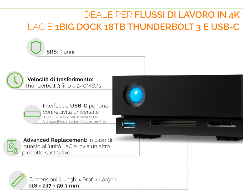 LaCie 1big Dock 18TB Thunderbolt 3 Classe ENTERPRISE